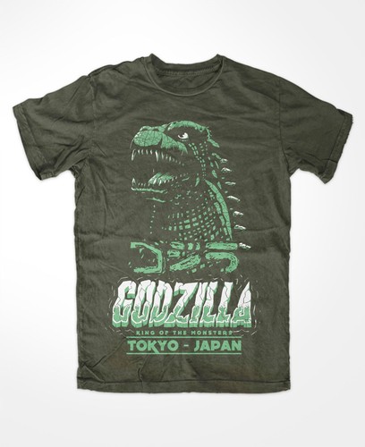 Godzilla shirt oliv neu - m5,