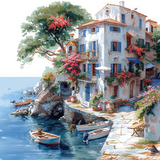 Wandbild Dorf Küste