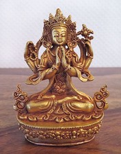 Buddha Avalokiteshvara - Chenrezig - Statue aus Bronze - feuervergoldet - Nepal