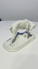 Porzellan Figur Tettau  HundJagdhund weiß glasiert Porzellanfigur 1833-1890