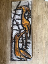 Ruscha Keramik Wandbild Wandplatte Motiv  2 Fischreiher Vintage