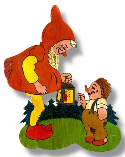 1960er märchenholzbild zwerg - 1960er,