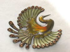 DAVID ANDERSEN SILBER EMAILLE Brosche Norwegen selten ausgefallen NORWAY Vogel