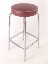 Barhocker Rot Kunstleder stark genarbt Stahlrohr 50er 60er Jahre