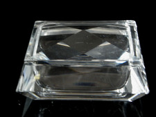 Antike eckige Deckeldose Kristallglas geschliffen geschnitten