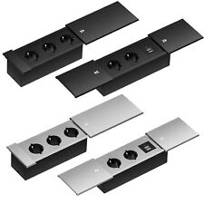 Einbau Steckdose Aluminium 230V Tisch Boden Fußboden Wand Steckdosen versenkbar