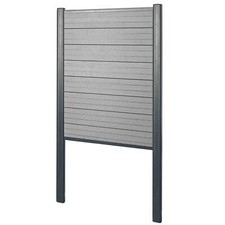 B-Ware WPC-Sichtschutz Savoie, Zaun, Basiselement schmal, 100cm grau