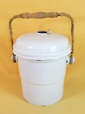 alter weißer Emaille-Eimer mit Deckel Deko Kehrichteimer antik Shabby emailliert