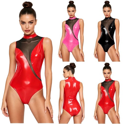 Damen wetlook bodysuit catsuit - wetlook,