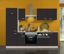 Küchenblock Faro 270 cm mit Einbauspüle ohne Elektrogeräte in anthrazit