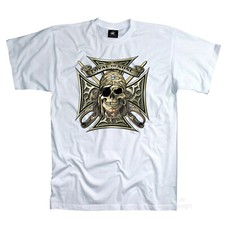 Gothic T-Shirt Biker Rocker Heavy Metal Pirat Mittelalter Punker *4106 weiss