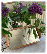 ❤️ OSTALGIE schönes kleines Spiegel-Tablett 26 x 14 Untersetzer Holz DDR-Produkt