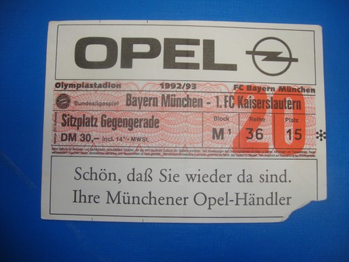 Ticket fc bayern - 92/93,