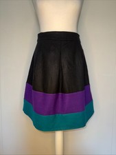 Rock von Atmosphere schwarz grün lila Wollmischung A-Linie Gr. 36 knielang neu
