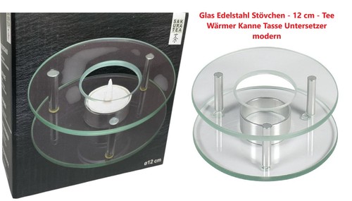 Glas edelstahl stövchen 12 - edelstahl,
