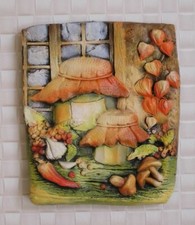 3 D Seyko-Keramik - Bild Wanddeko Stilleben Herbstszene Naturtöne ~ 23x27x3,5 cm