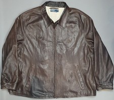 Ralph Lauren Polo braune Leder Biker Jacke Gr. 3XL Harrington Bomber 3XB