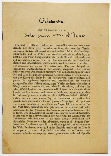 Hesse hermann geheimnisse - hesse,, hermann.