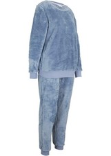 Neu 2-tlg Set Kuschel-Fleece-Jogginganzug Gr. 52/54 Mattblau Damen Haus-Anzug
