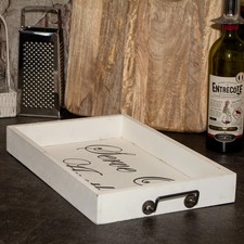Tablett mit Schriftzug
