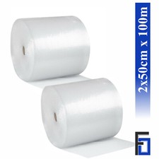 2 Rollen Luftpolsterfolie 50cm x 100m Noppenfolie Verpackungsmaterial NEU