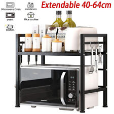 2 Ebenen Mikrowellen Halterung Mikrowellenhalter Küche Microwelle Regal Schwarz