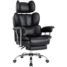 IWMH Bürostuhl PU-Leder Chefsessel Drehstuhl mit Armlehnen und Kopfstütze