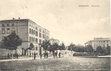 Stettin ALTDAMM Kaserne belebt gelaufen BP STETTIN - SWINEMÜNDE ZUG 518 8.4.1912