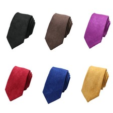 6 Stück Herren-Wildlederkrawatte 6 cm schmal einfarbig einfach Hochzeit formell