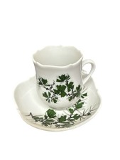 Meissen Mokkatasse / Espressotasse + Untersetzer / Floral / Grün / Blätter