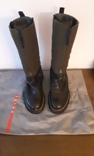 Damen Stiefel *PRADA*, Leder/Textil, schwarz/schlamm, Gr. 39 1/2