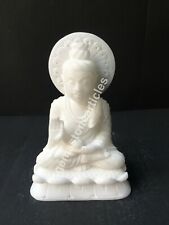 6 Zoll sitzende Buddha-Statue aus weißem Marmorstein handgeschnitzt Geschenke