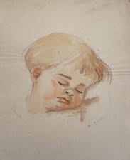 Charlotte Zurek 1910-1971 Porträt Schlafender rothaariger Junge Kleinkind 1933