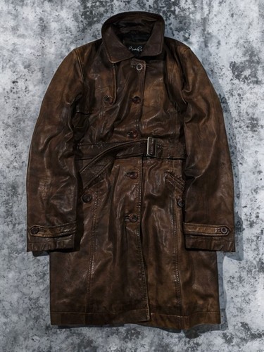 Vtg military real leather coat - vtg,