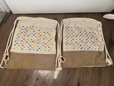 Neu - 2 Stoff Turnbeutel Gymbag beige bunt