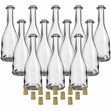 gouveo 12er Set Glasflaschen 200 ml "Rustica" mit Korken - Kleine Flasche 0,2 l