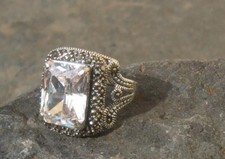 Ring 925 Silver 46x Marcasite