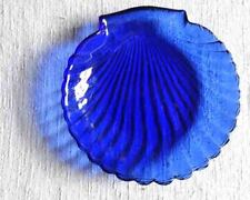 6 Glas-Schalen blau Muschel  Jakobsmuschel rund, Dessert-Teller ca. 14 cm
