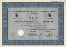 H + P Sauermann 1953 Kulmbach Oberfranken Delmenhorst 100 DM Fleischwaren Fabrik