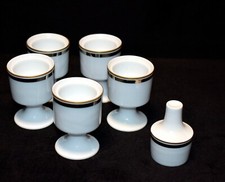 5x Eierbecher plus Streuer Rosenthal Secunda Composition - Platin / Goldrand