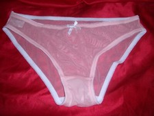 Aparter transparenter Pin Up Nylon Slip Gr. L rose Schlüpfer Panty neu (si18)