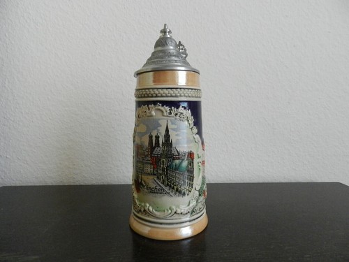 Bierkrug mit zinndeckel - bierkrug,