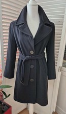 Armani Jeans Damen Wollmantel mit Gürtel Dunkelblau-Schwarz Damen Gr. 38-40