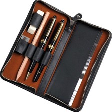 Alassio Schreibgeräteetui schwarzem Nappaleder mit braunem Innenfutter (2638)