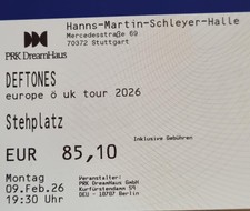 Tickets DEFTONES Stuttgart 09.02.26 Stehplatz Eintrittskarten Karten