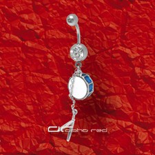 »»» BAUCHNABEL PIERCING MUSIK TROMMEL mit Sticks blau weiß 4642