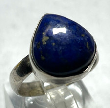 925 Silber Ring Lapislazuli Cabochon Ø 19 mm RG 60 solide Qualität unisex gepfl.