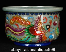 7,4" Alte Ru Ofen Emaille Farbe Porzellan Phoenix Schreiben-Pinsel Waschmaschine