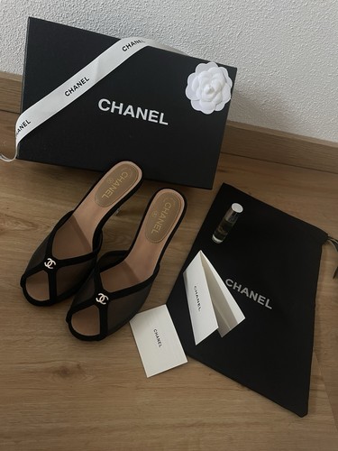 Chanel mesh mules heels 38 - chanel,
