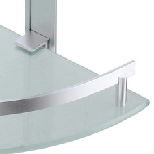 MSV Bad Eckregal Duschregal Ablage aus Aluminium und Glas - Kleben oder Bohren